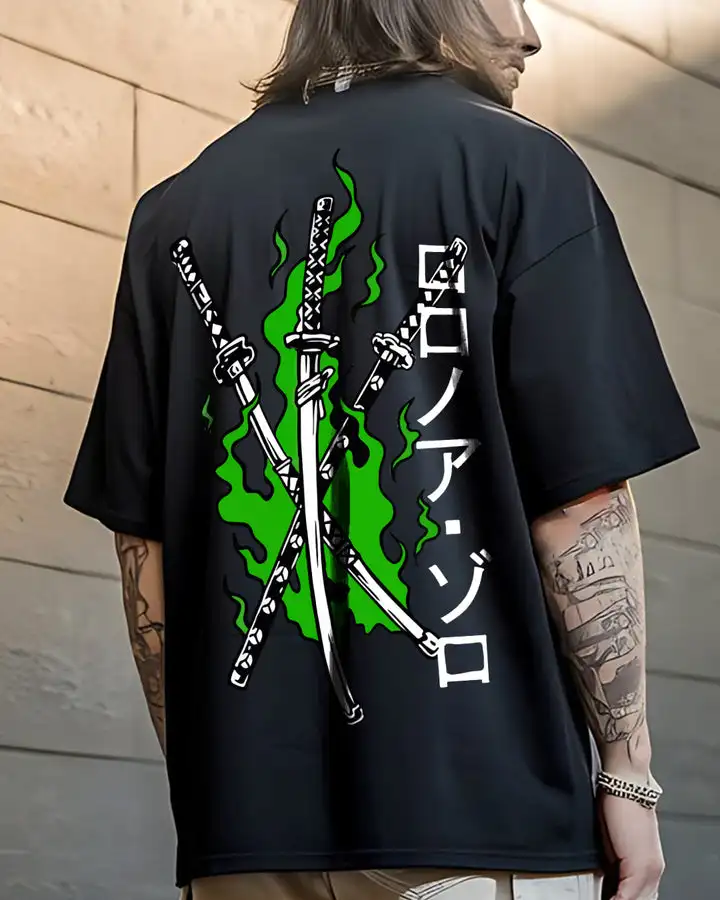 Camiseta Extra Grande de Anime One Piece, Estilo Solo Three Blade Flow, Rey del Infierno - Solo X Asura, para Hombre y Mujer, Verano, 3D, Nueva Edición