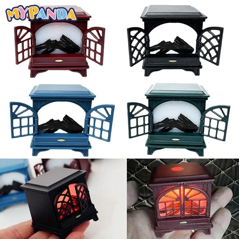 

1pc Funny Christmas Dollhouse Miniature Fireplace Glowing Stove Model House Furniture Kitchen Living Scene Decor Toy