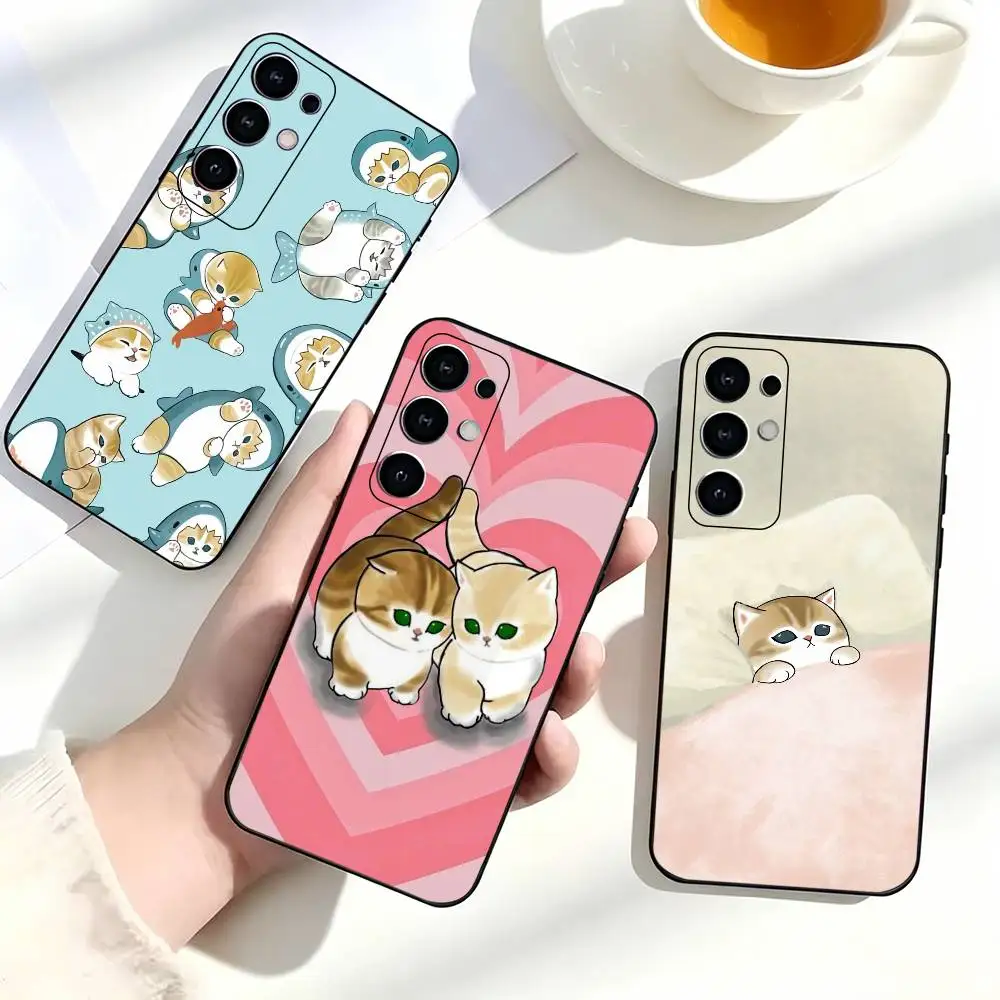 Soft Cute Animal Mofusand  Phone Case for Samsung Galaxy S23,S24,S25,S22,Ultra,S21,Plus,FE,Lite,Note,10,Black Cover