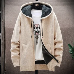 2023 Autumn and Winter New Men's Fashion Hooded Sweater Men's Casual Plus Fleece Thickened Warm High-Quality Large Size Sweater