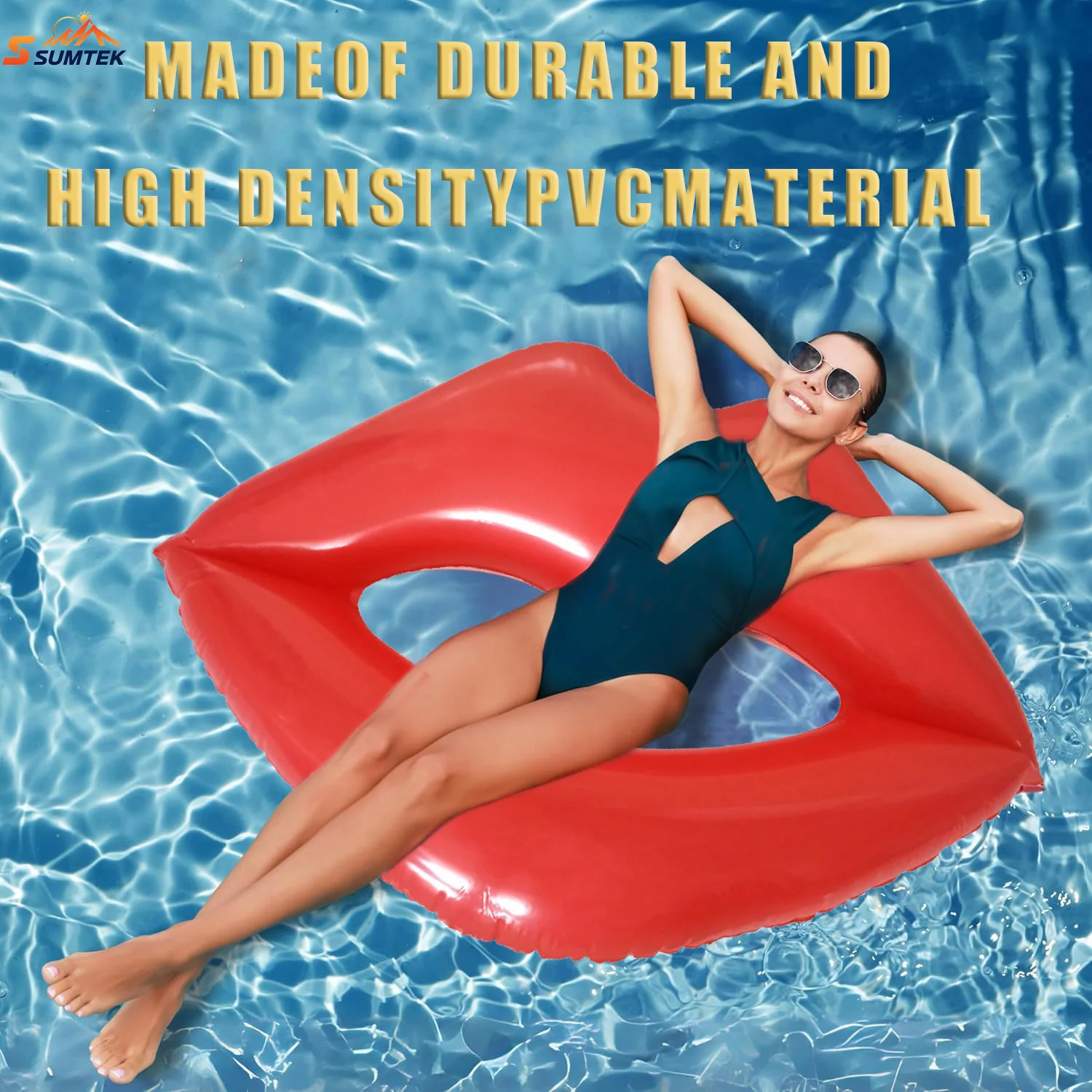 

Inflatable Red Lips Pool Float, Luxury Float for Summer Pool and Entertainment Swimming Red Lounger for Party