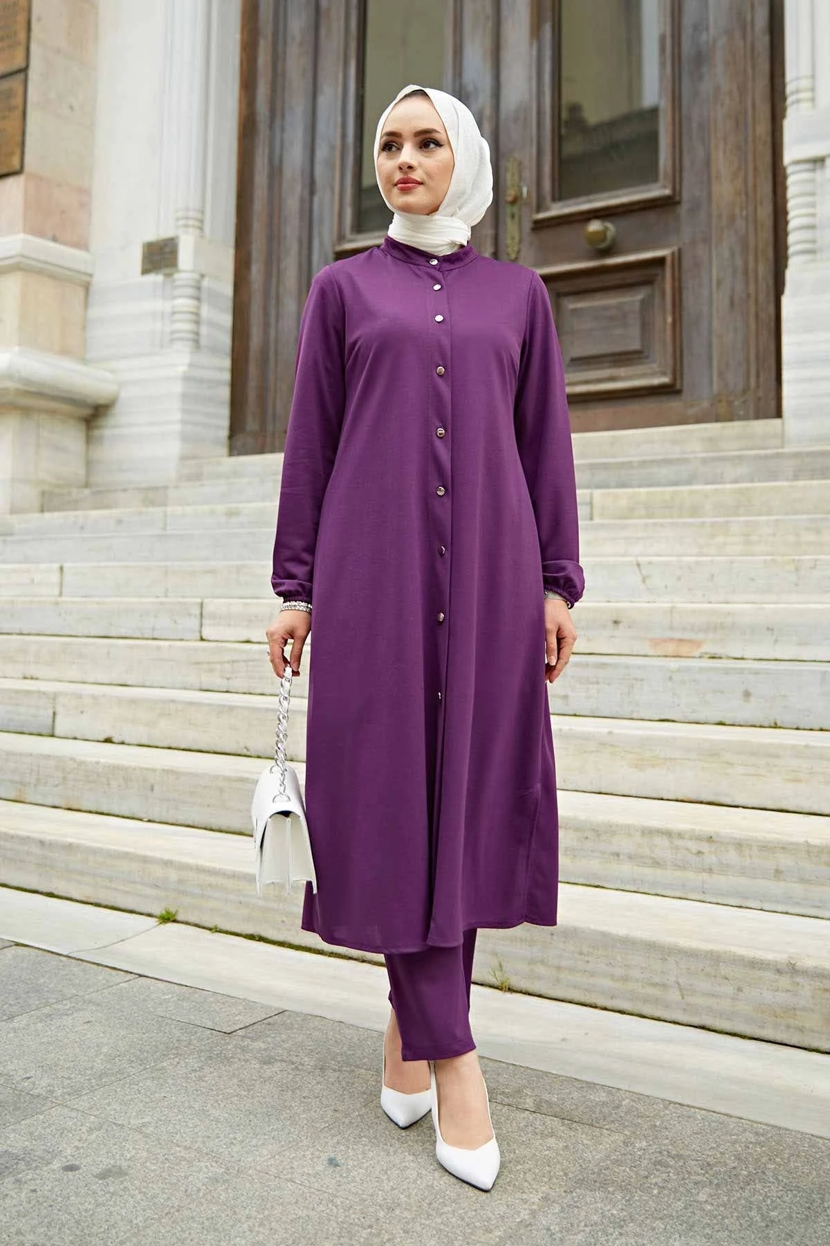 

Women's Classic Dual Suit Kombin Bottom Top Muslim dress hijab Muslim üstleri women suit 2021 abayas Set