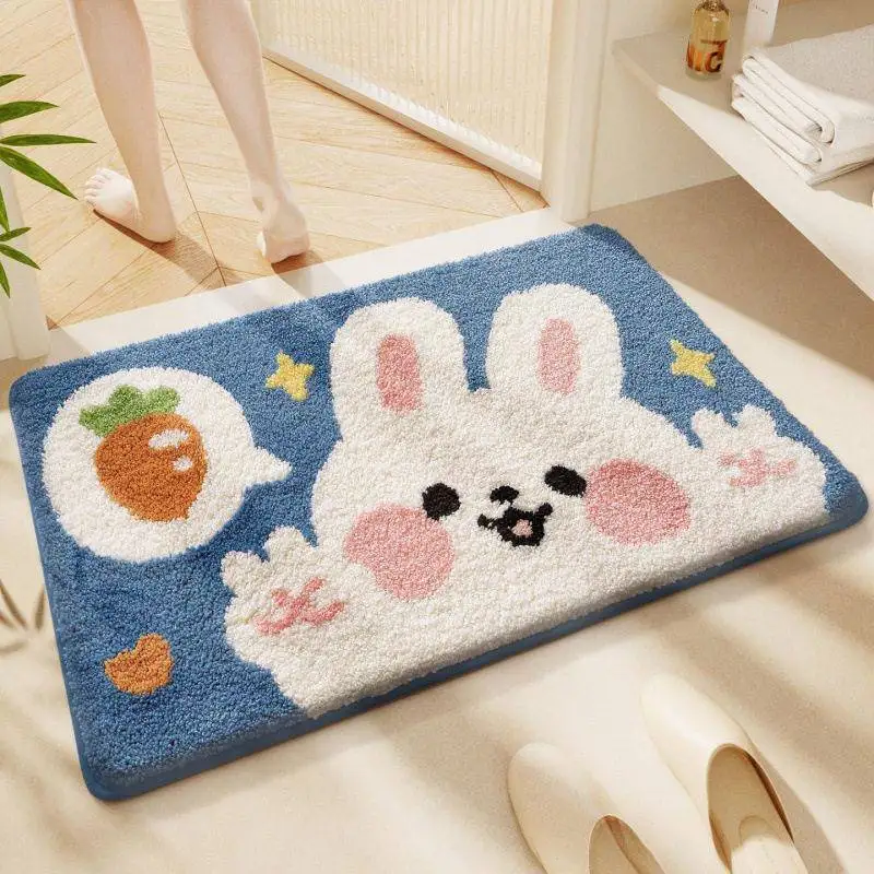 

Утолщенный впитывающий коврик для ванной комнаты с мультяшным рисунком, противоскользящий коврик для туалета и входной двери, милый мультяшный коврик для ванной
