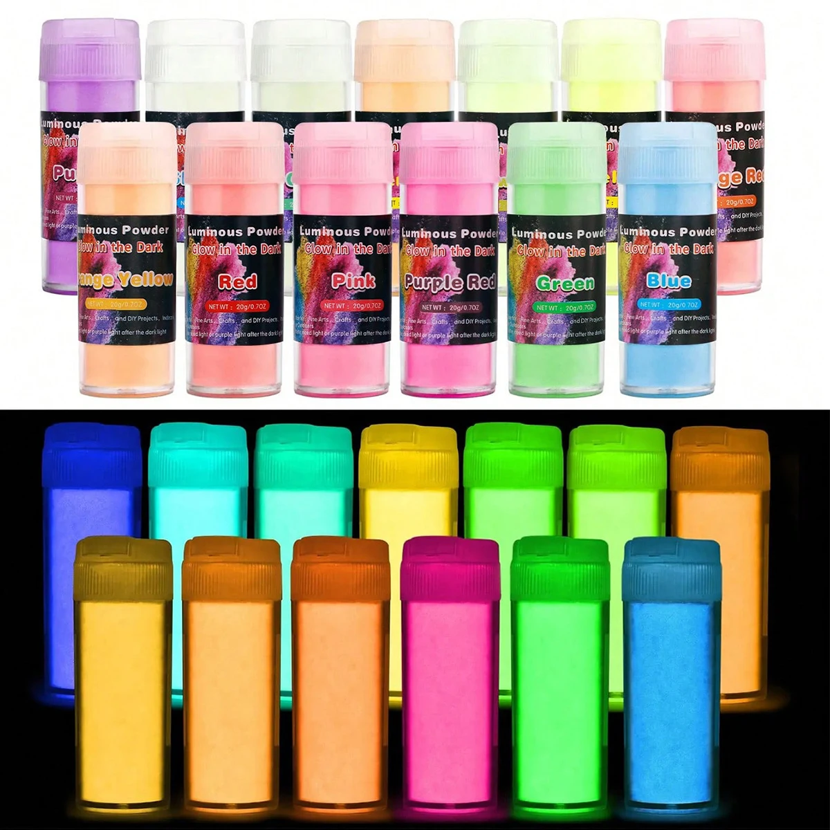1Pcs/20g Luminous Powder Resin Pigment DIY Epoxy Resin Mold Nail Art Glitter Powder Glow In The Dark Jewelry Making Supplies