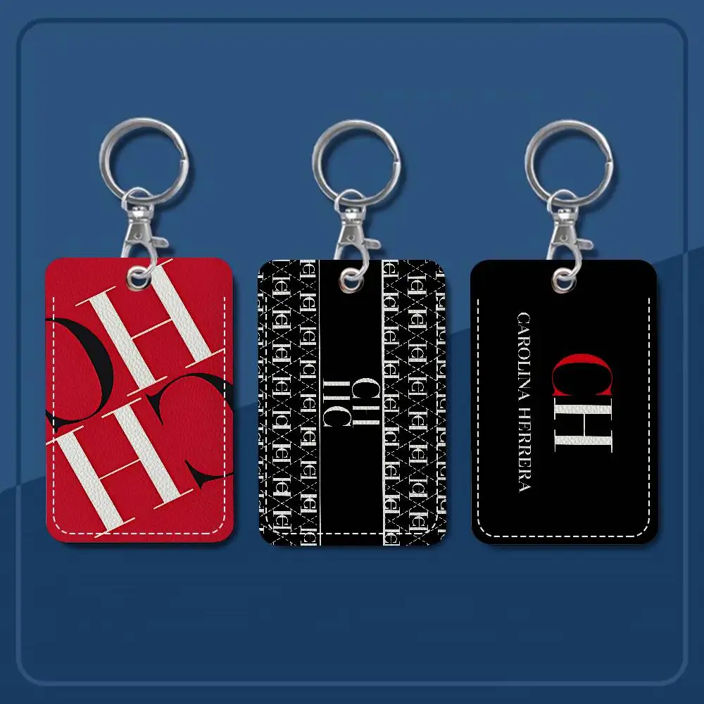 

C-CarolinaS Fashion H-HerreraS 1Pc Access Card Case Leather Card Holder Keychain Key Ring Door Access Tags ID Card Case Keychain