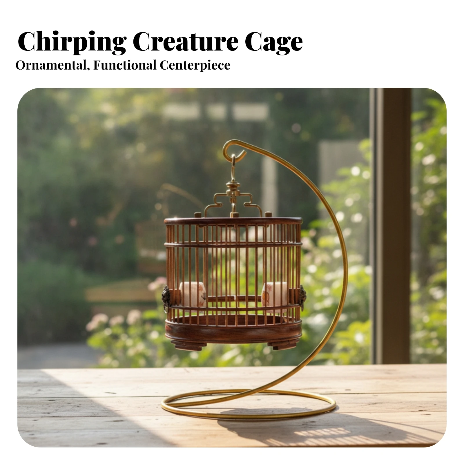 Cricket Cage with Stand Decorative Hanging Cricket Cage Handmade for Collectors, Home Decor, Study