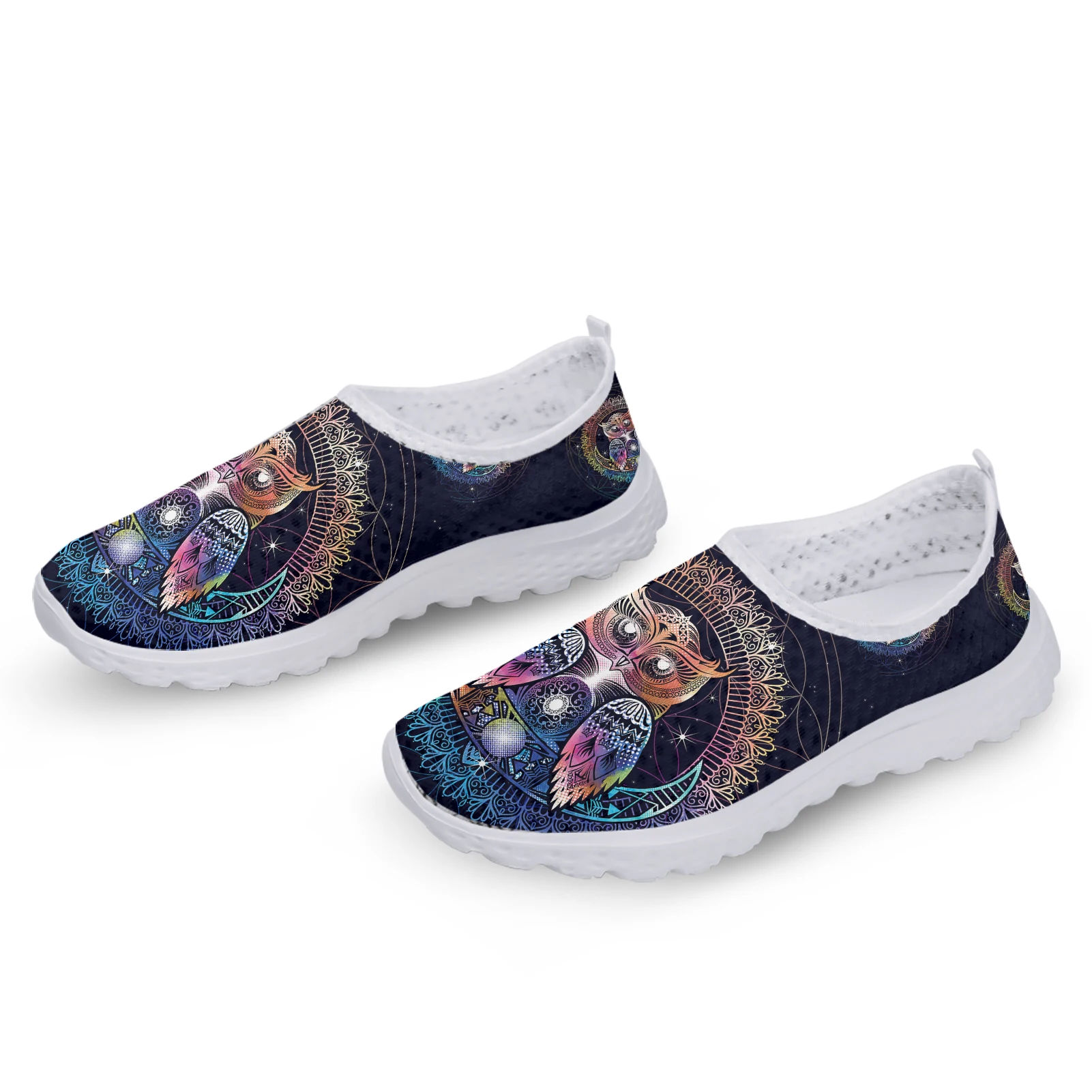 Trendy Gradient Color Boho Owl Design Brand Slip On Comfortable Summer Women's Shoes Casual Sneakers Zapatos Planos