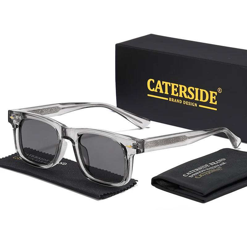 CATERSIDE موضة مربع الرجال الاستقطاب النظارات الشمسية السليلوز Propionate معبد نصائح نظارات شمسية المرأة في الهواء الطلق نظارات الحفلات