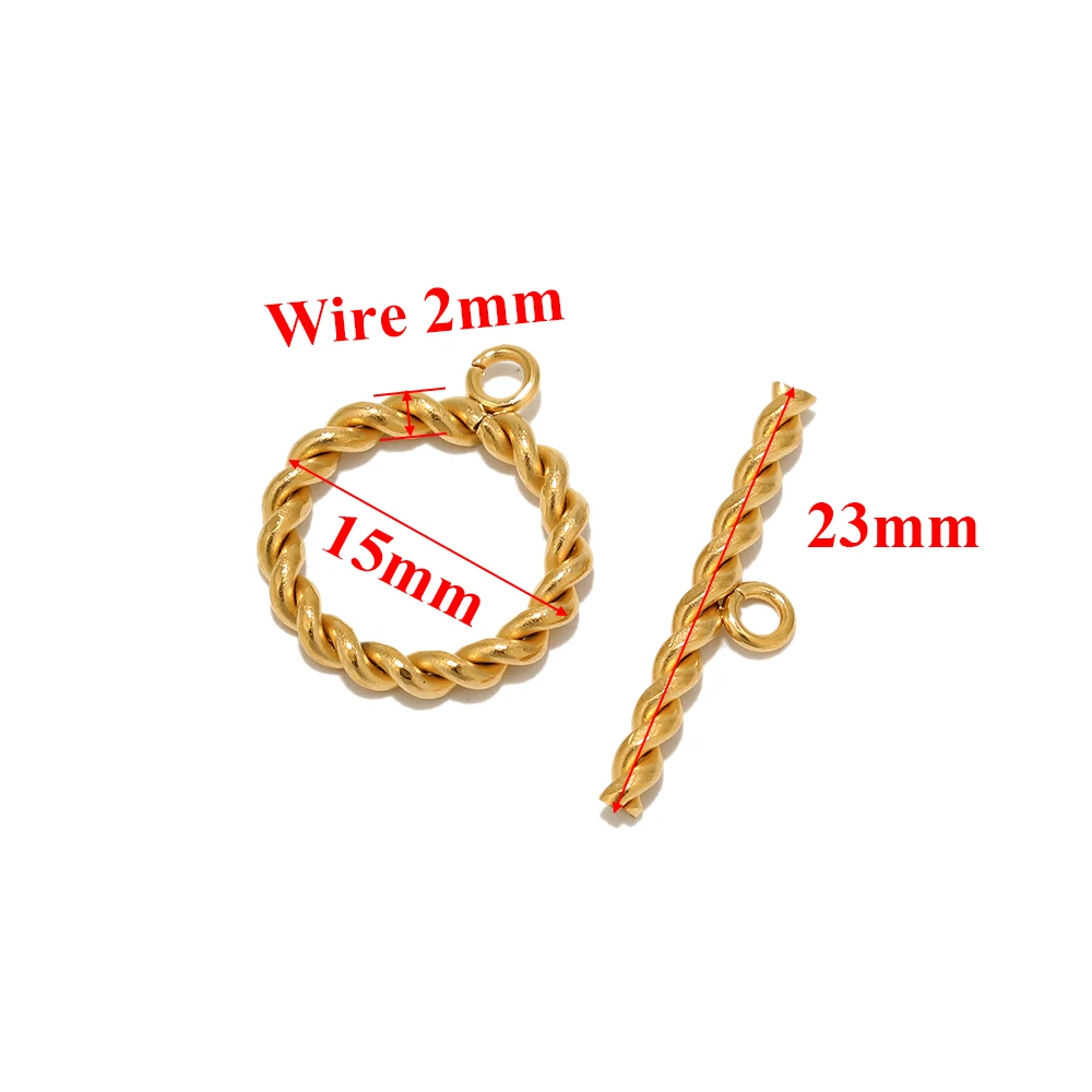 5 Sets Edelstahl Goldfarben Twist OT-Knebelverschlüsse DIY Schmuckherstellung Halskettenhaken Armbandverbinder Zubehör – Detail 4