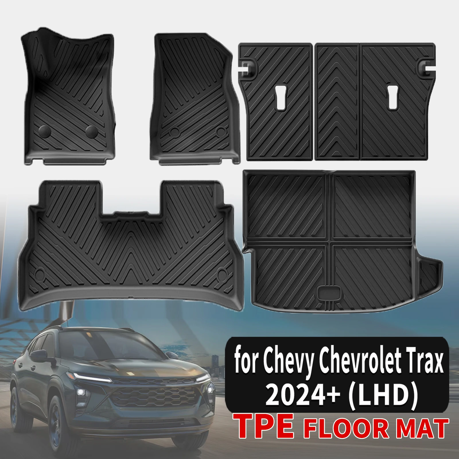 

Комплект всепогодных водонепроницаемых ковриков из TPE для Chevrolet Trax 2024, 2025, 2026 годов выпуска, экологичные, на заказ
