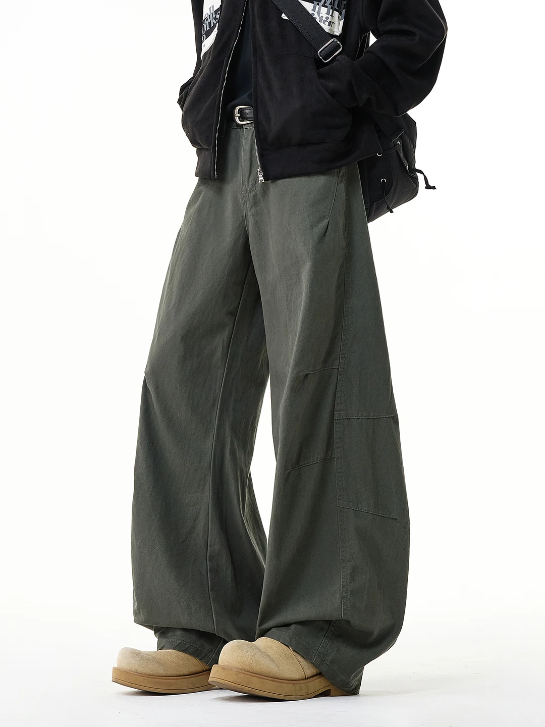 

Брюки для спецодежды со сложенным ножом, мужские весенние модные повседневные длинные брюки с широкими штанинами в американском стиле Cleanfit