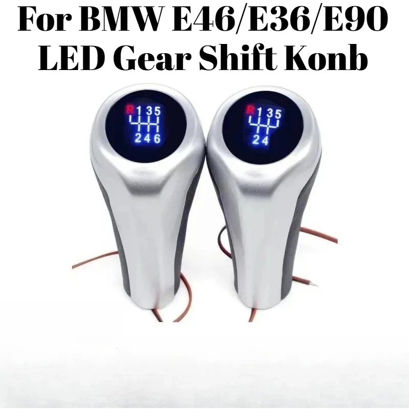 

For BMW E46/E36/E90 LED Gear Shift Knob Personalized Car Interior Accessory Easy Installation 5/6-Speed Compatible Matte Silver