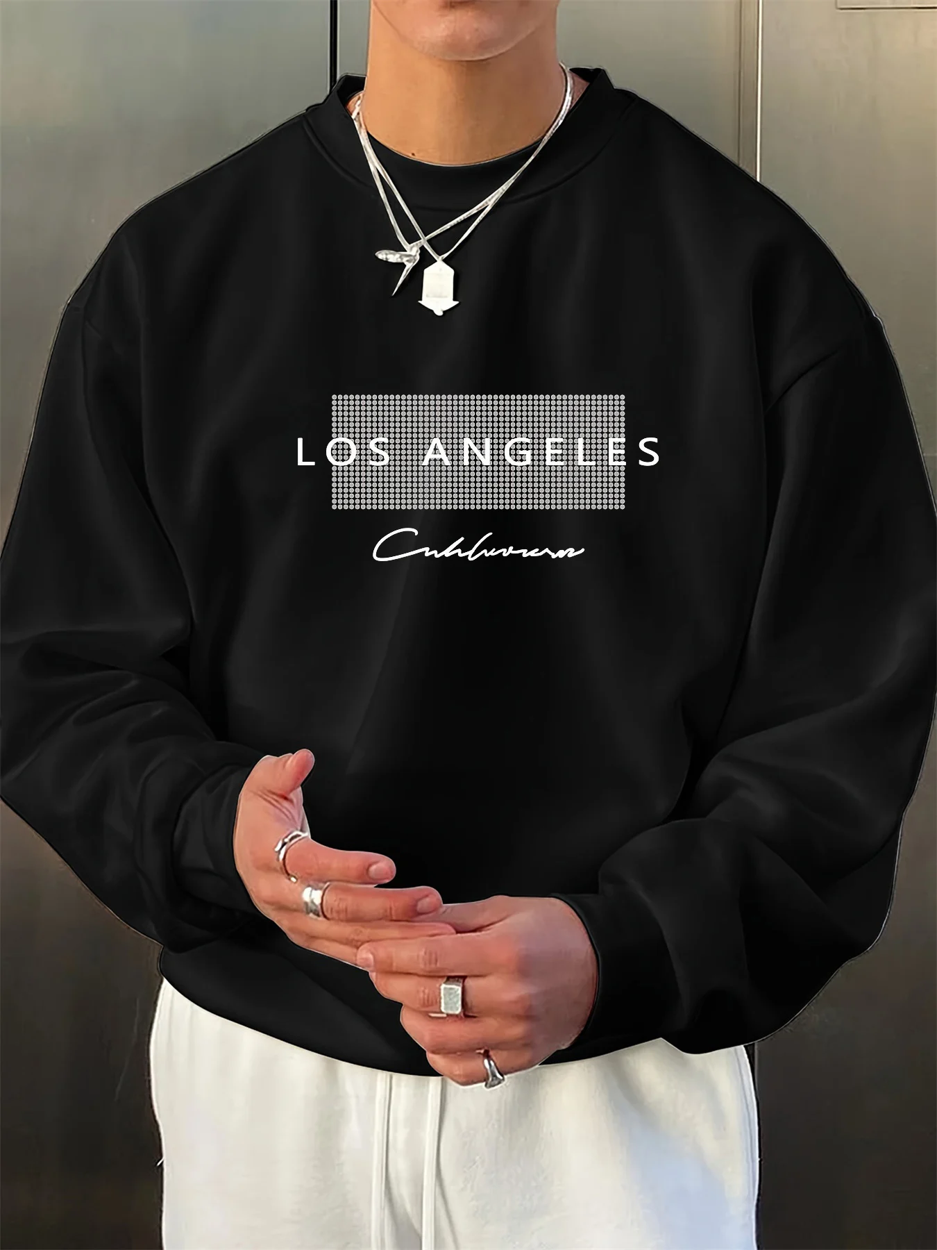 Multi-scene Mens Crew Sweatshirt Loose Breathable Long Sleeve Perfect For Office Outdoor Weekend Casual All Season Daily Outfit