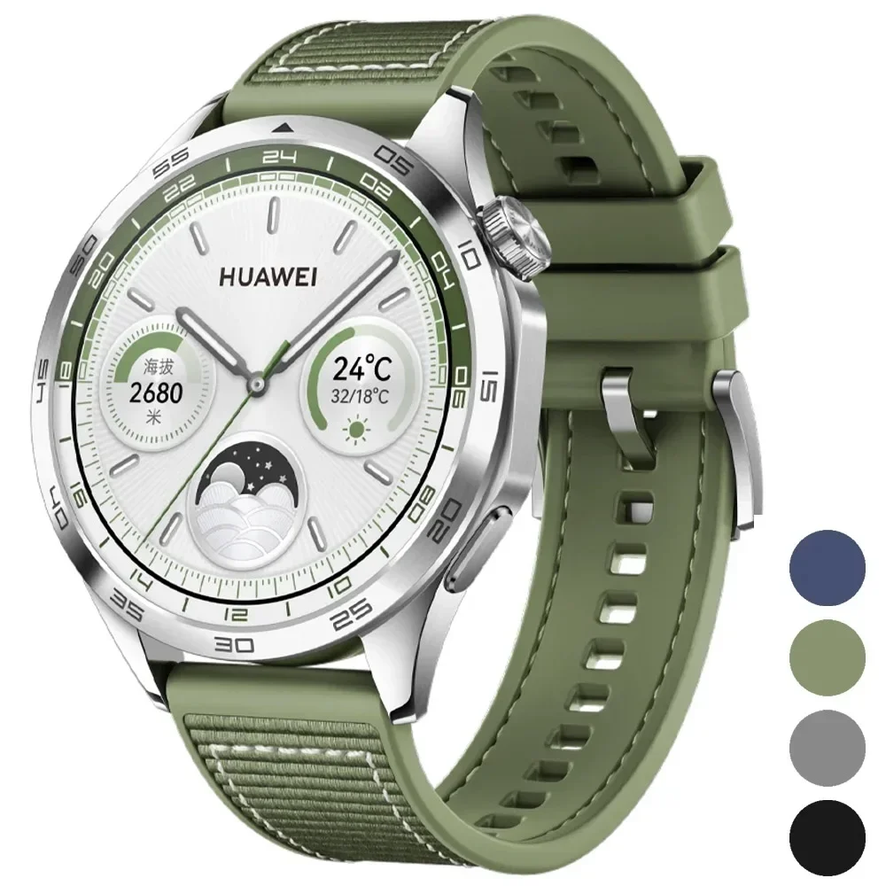 

Силиконовый + нейлоновый тканый ремешок 22 мм для HUAWEI WATCH GT4, ремешок для умных часов Huawei Watch GT 4, сменные браслеты, браслет
