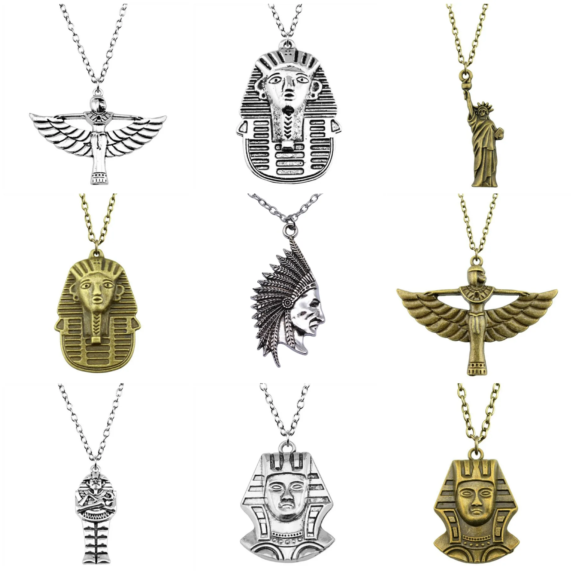 Pharaoh Chief Egyptian Vintage Symbol Necklaces Pendant Necklace With {CHAIN} For Women Jewelry Accessories