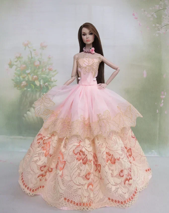 Robe de mariée en dentelle florale pour Barbie, vêtements beurre, tenues de princesse Barbie, robe de soirée, accessoires de poupées, jouet 11.5,