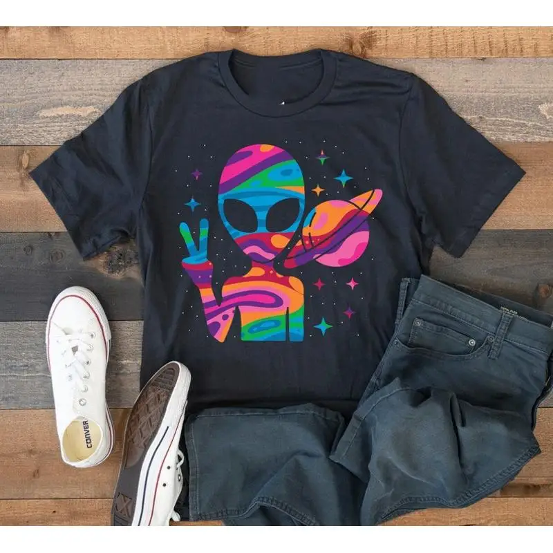 

Красочная футболка Alien Peace Psychedelic Aliens SweaT