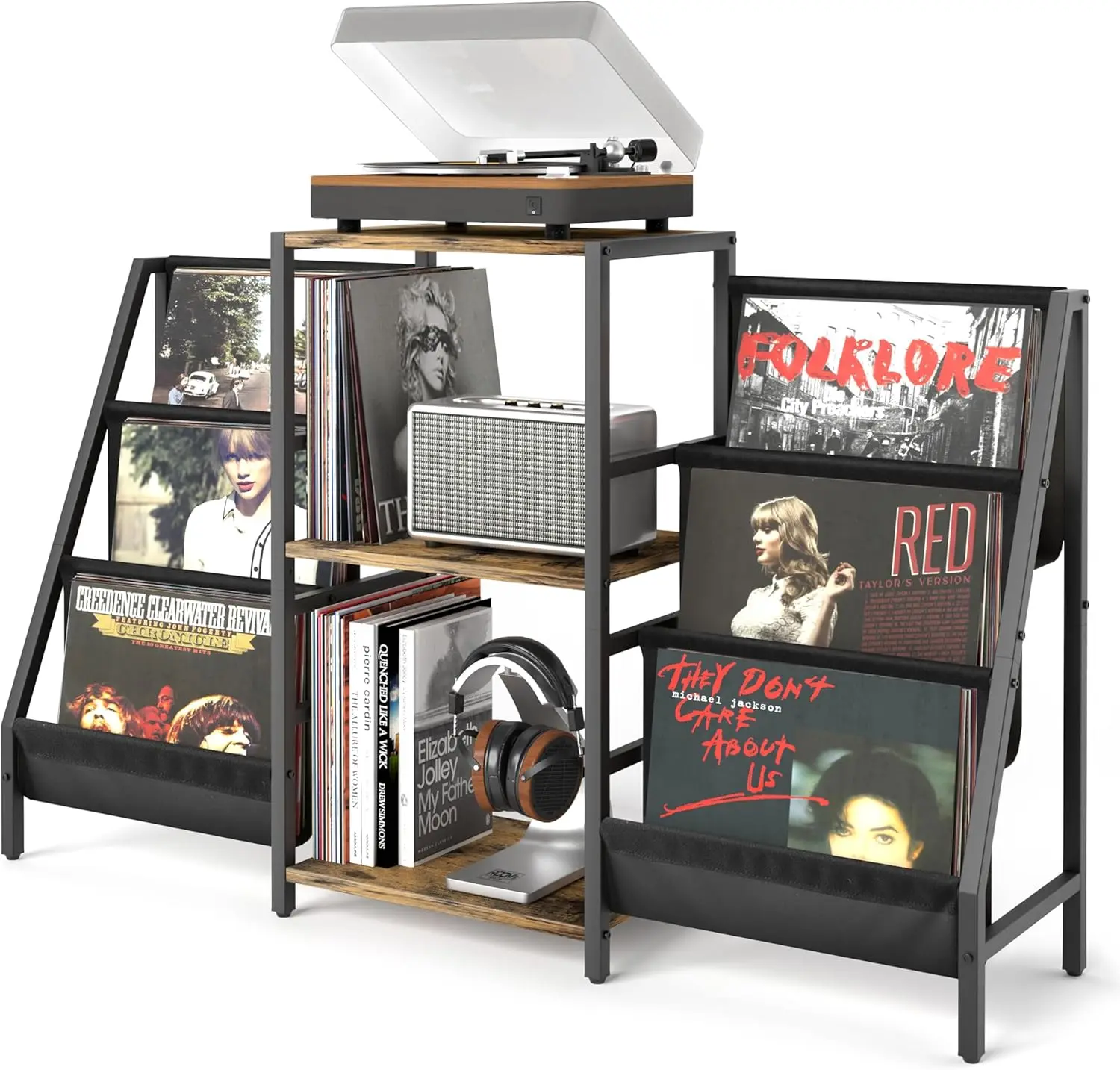 

Record Player Stand with Vinyl Storage for Up to 280 Albums, Turntable Table with Display Shelf and Cabinet