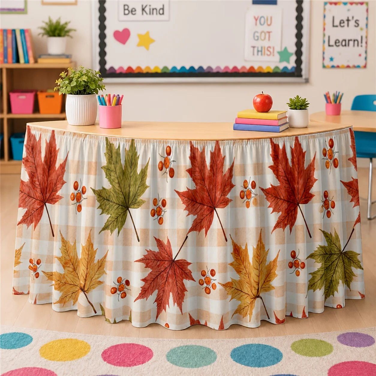 Tablecloth - Autumn - Maple Leaves - Plaid - Warm - Family Gathering - Thanksgiving - Halloweenxzj