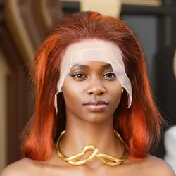 Bob Wig Human Hair Lace Wigs Brazilian Hair Ginger Orange Color 13x4 Transparent Lace Front Wig Short Bob Wig 100% Human Hair