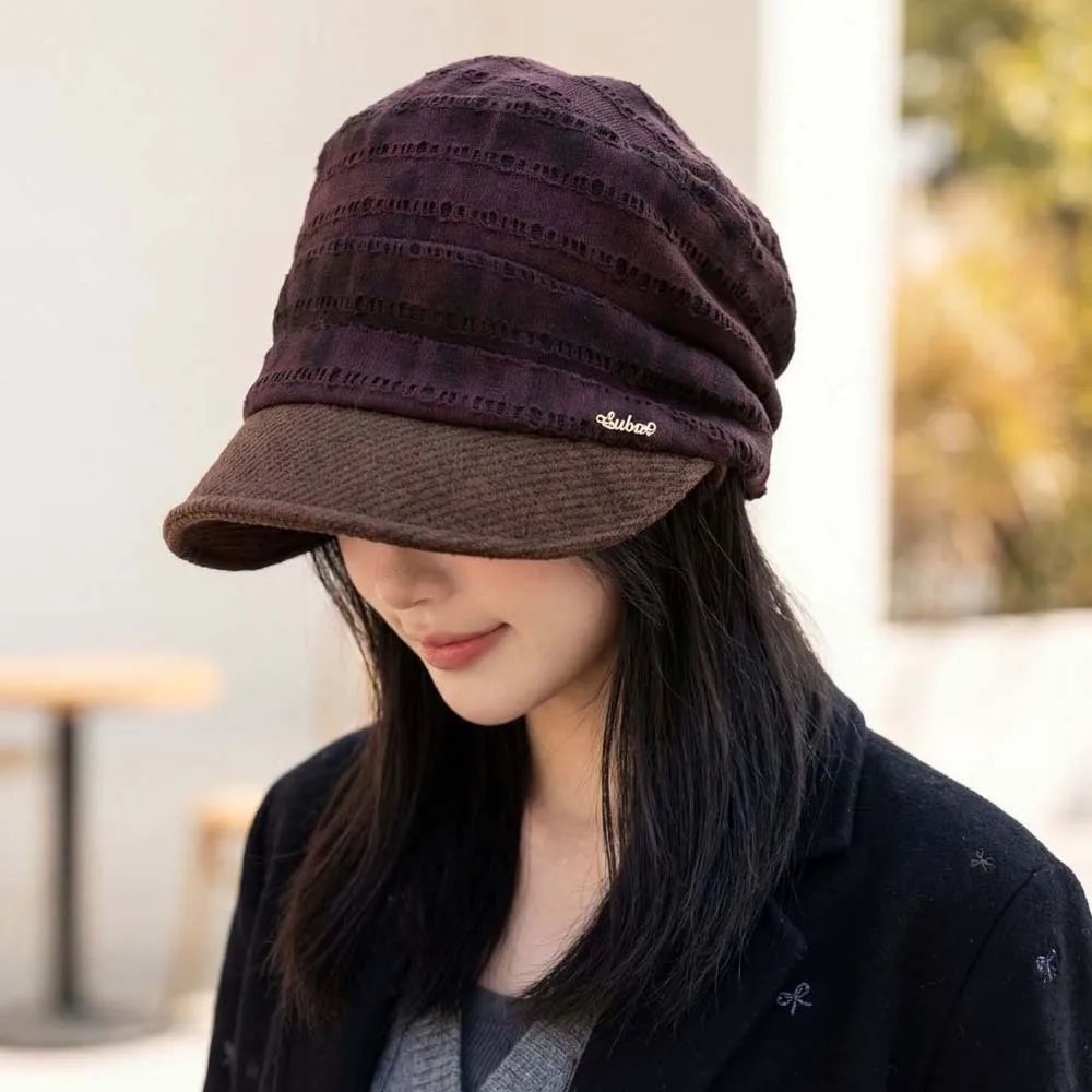 Winter Sunshade Cap Warm Plaid Newsboy Cap Vintage Soft Checked Slouchy Hat Comfortable All Match Visor Beret Cap Girls