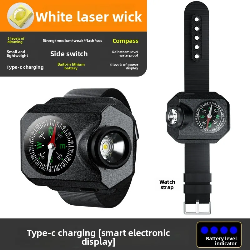 

Tactical Survival Wristband - Integrated High-Lumen LED & Precision Compass, USB Rechargeable for Emergency Navigation, Running