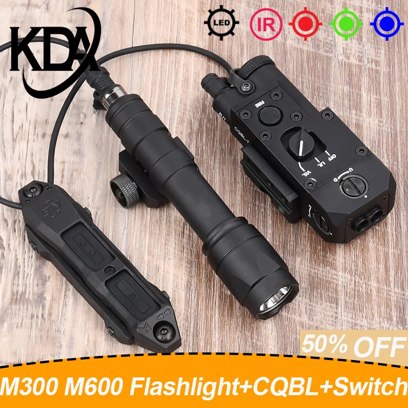 CQBL Metal IR Version Red Dot Laser Indicator M300 M600 Flashlight White LED With Dual Fuction Switch Airsoft Hunting Scout