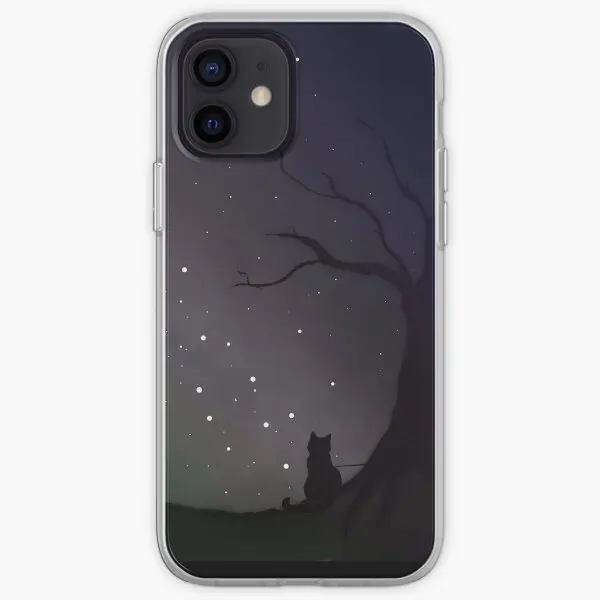 A Cat Admiring A Starry And Colorful Nig  Phone Case Customizable for iPhone 11 12 13 14 Pro Max Mini X XS XR Max 6 6S 7 8 Plus