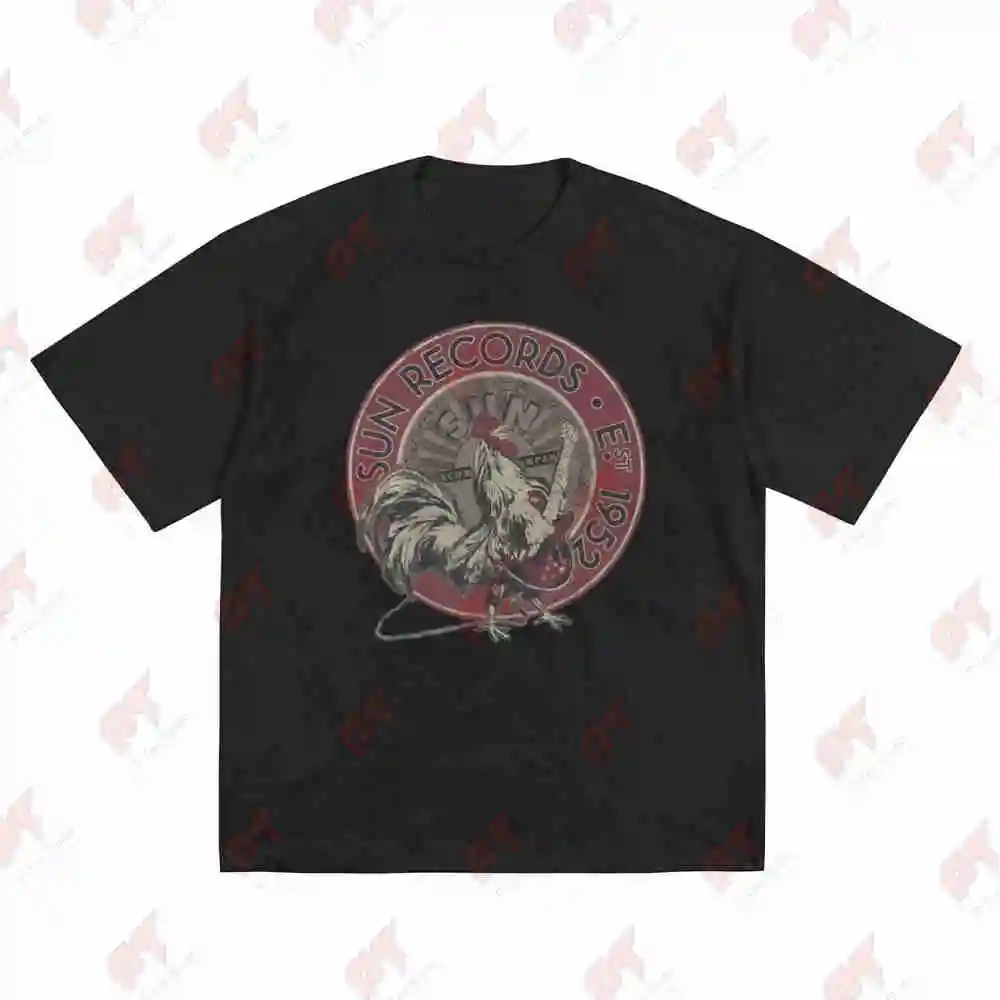 Sun Records Vintage 1952 Retro Music Rock N Roll Rooster Logo Short Sleeve Tee 100% Cotton T-Shirt view 2
