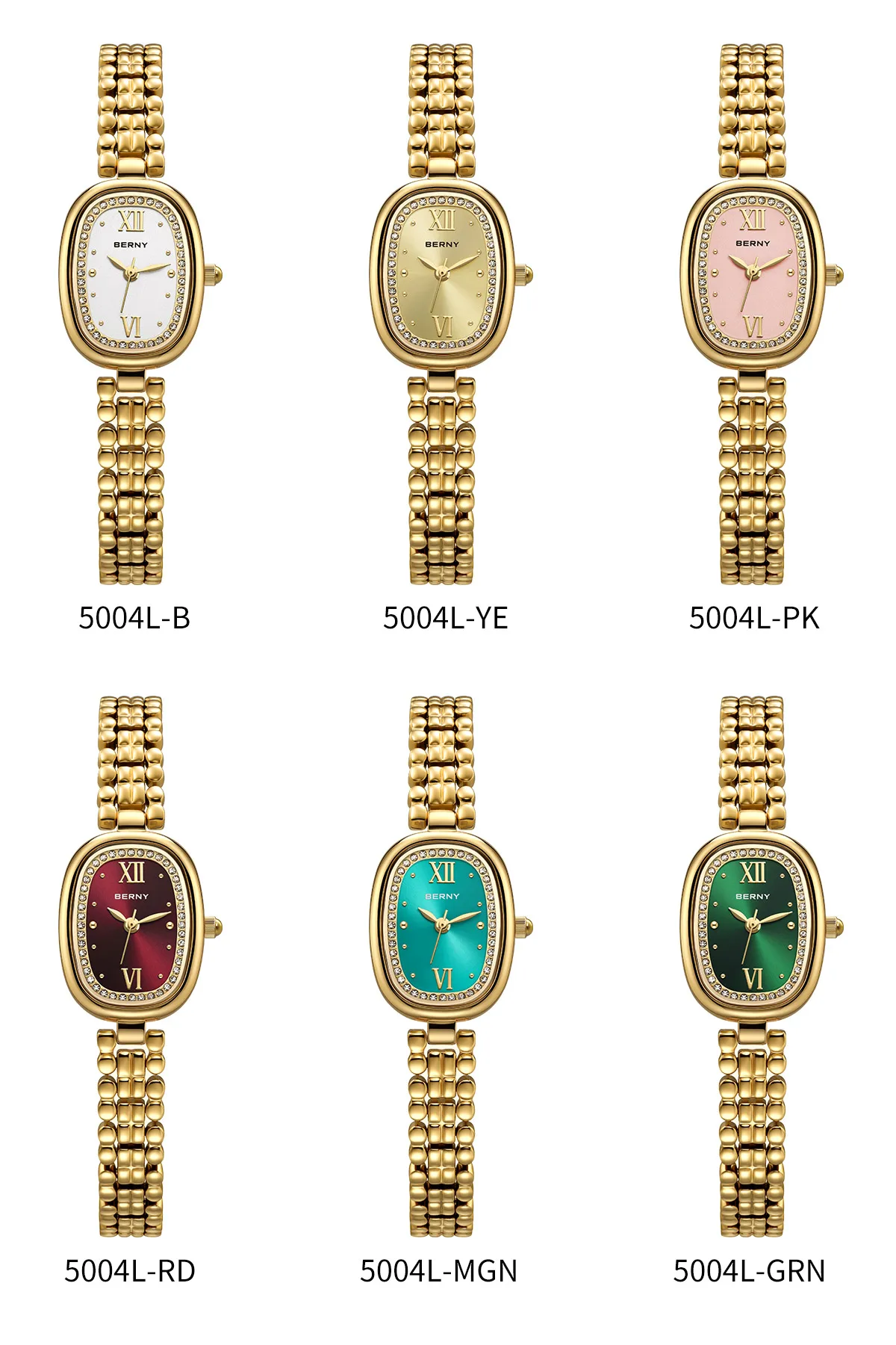 BERNY Goldene Uhren für Damen, elegante Damen-Quarzuhr, luxuriös, schlank, oval, modisch, lässig, minimalistisch, Party-Geschenk-Armbanduhr – Detail 4