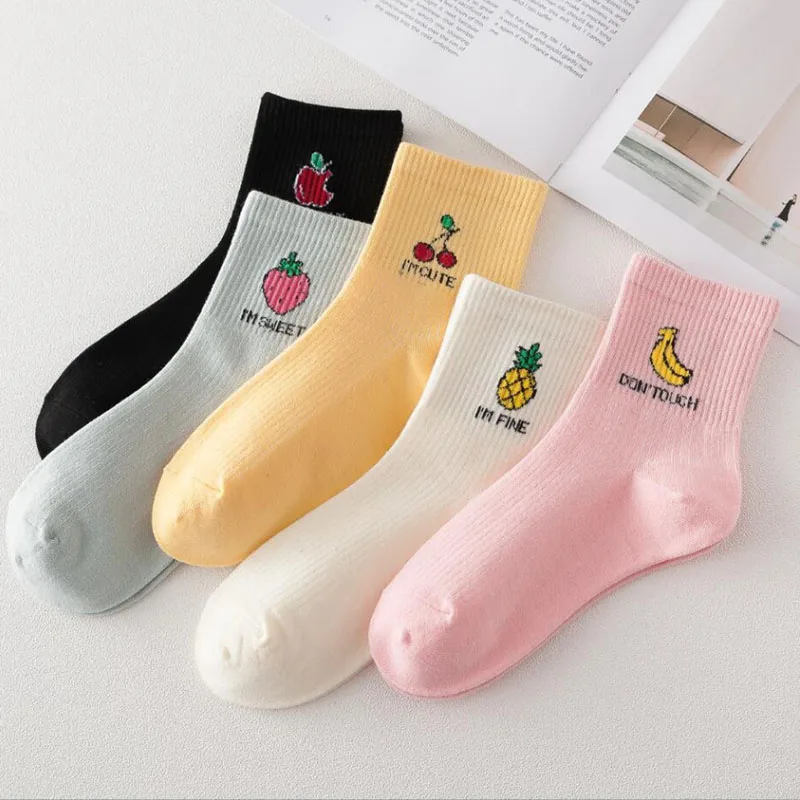 

Cotton Socks Women Female Japanese Cartoon Fruit Banana Cherry Strawberry Sweet Style Lady Cotton Short Socks For Girls Gift Sox