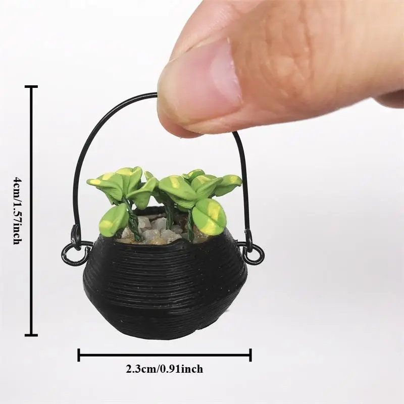 1pcs Micro Dollhouse Landscape Mini Green Potted Plant Simulation Hanging Flower Model Home Decoration Mini Ornament Pocket