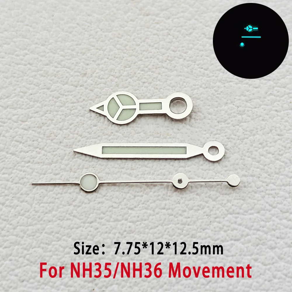 Watch Hands For NH34 NH35 NH36 Automatic Mechanical Movement BGW9 Blue Luminous 7.75*12*12.5mm GMT Hands Watches Accessories