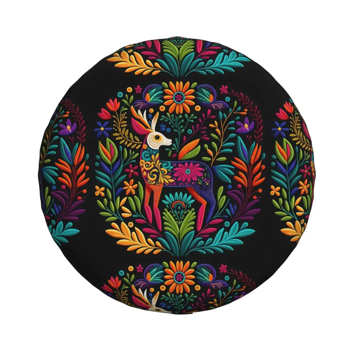 Mexican Flowers Otomi Embroidery Spare Tire Cover for Mitsubishi Pajero SUV RV Wheel Protectors Accessories 14