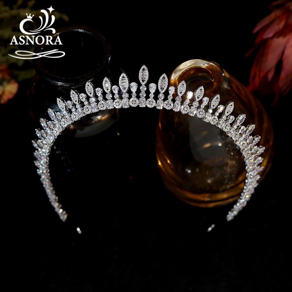 

ASNORA 2024 Fascinator Tiara Wedding Hair Accessories Cubic Zirconia Bridal Crown Tocado Novia Bridesmaid Gift Headband A01509