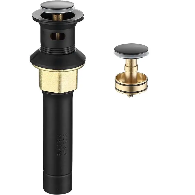 

Matte Black Pop-Up Drain for Vessel Sink with Overflow, Anti-Clog Strainer Basket for Lavatory Vanity Sink