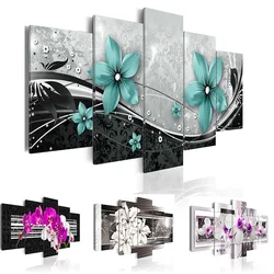 No Framed 5Panels Lily Flowers Art Wall Painting Print on Canvas for Home Decor Art Print Orchid Flower Living Romm Decoration