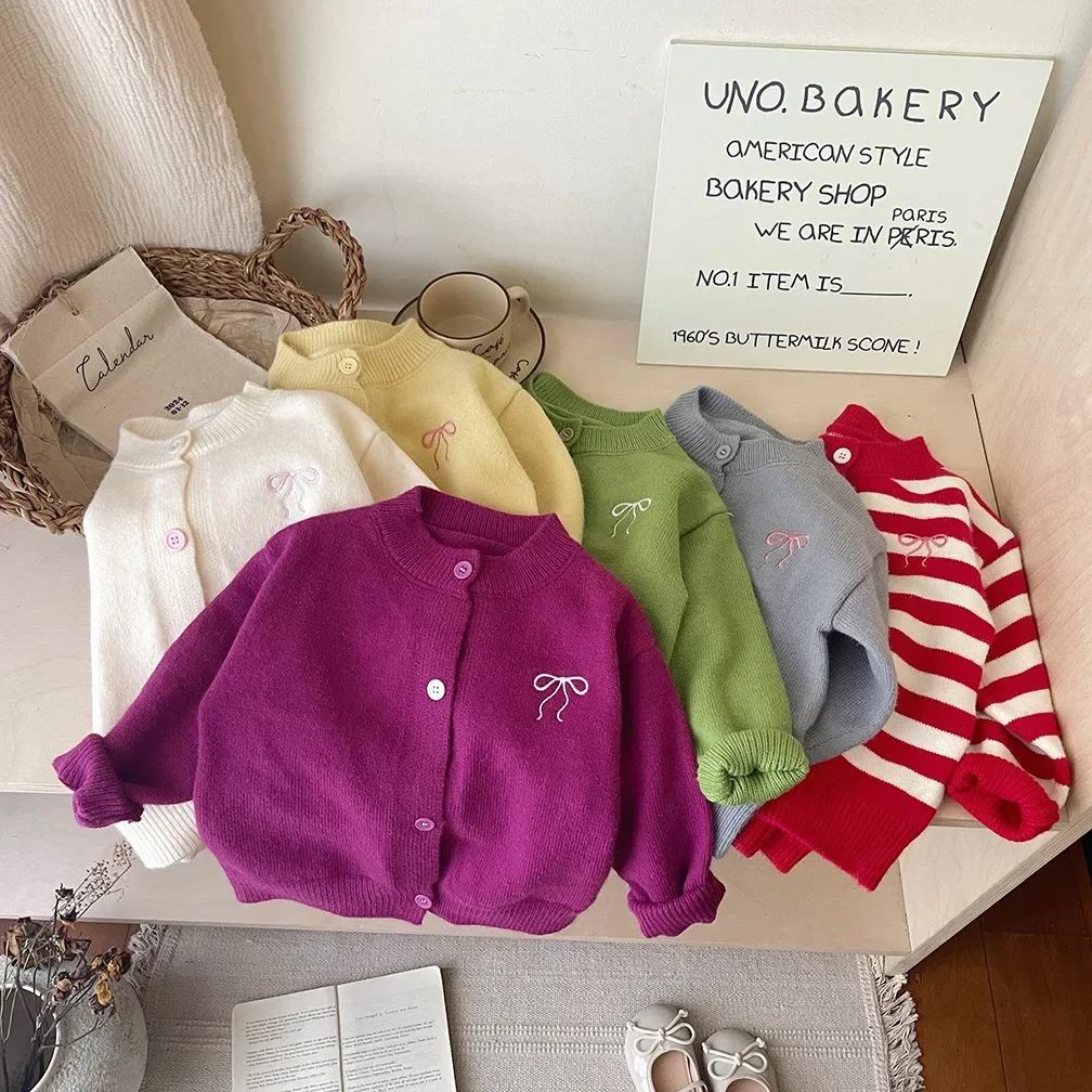 

Girls Cardigans Autumn Winter Knitting Tops for Kids Children Jackets Toddler Sweaters Baby School Outfits Warm Clothing Coat