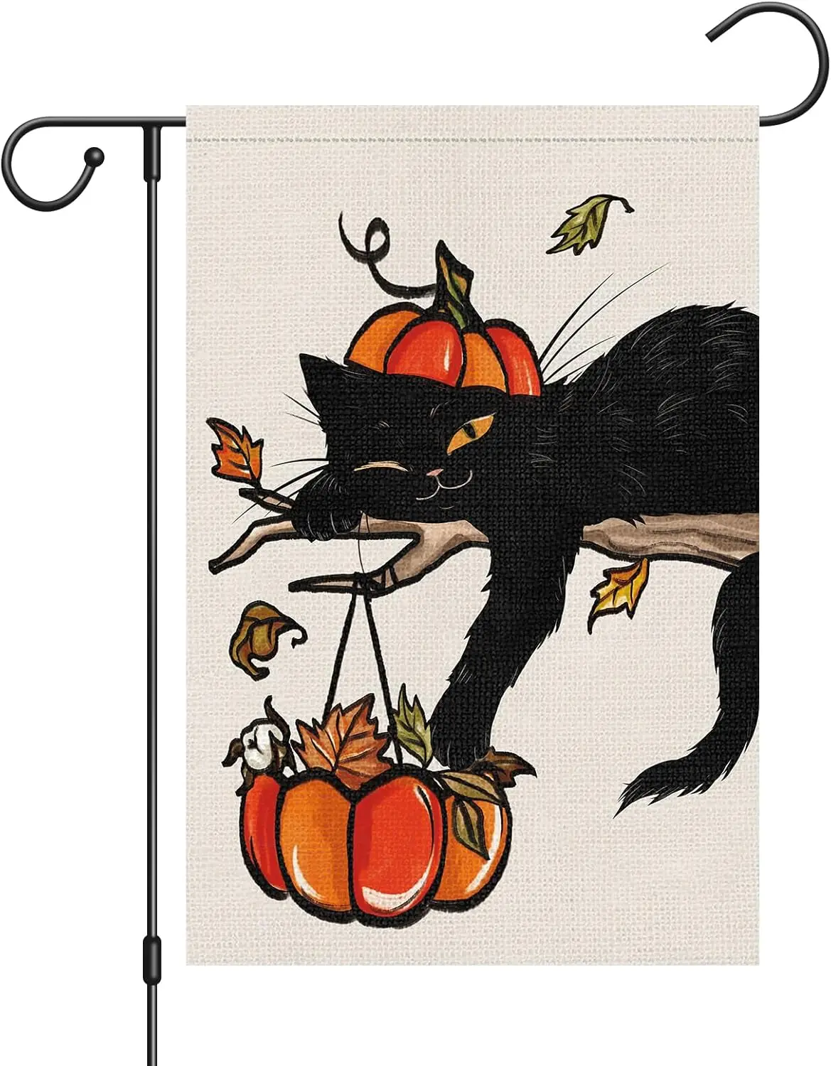 Louise Maelys Fall Black Cat Garden Flag 12x18 Double Sided, Small Burlap Welcome Autumn Garden Yard House Flags Pumpkin Thanksg