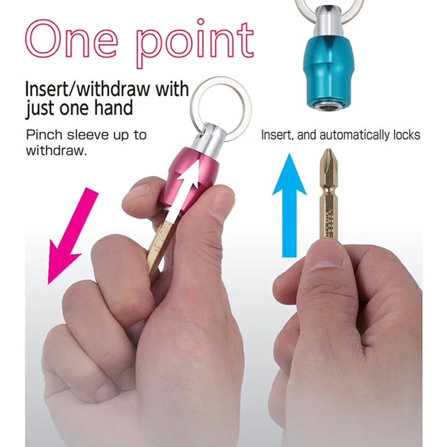 VESSEL QB-10B 퀵 캐치 볼 키체인 1/4인치 육각 샹크 스크루드라이버 헤드 나사 어댑터