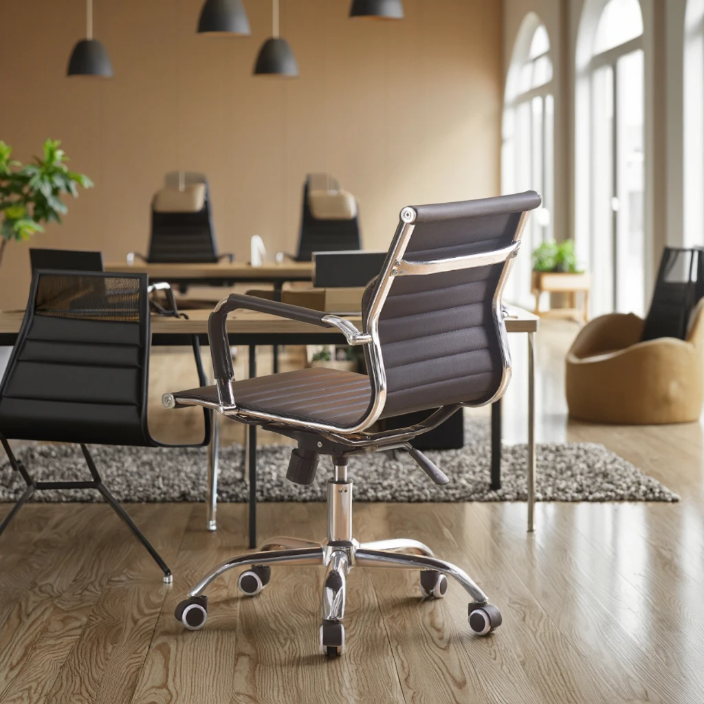 July005 Modern Simple Ergonomic Leather Bow Computer Chair with Adjustable Headrest Classic Design for Home & Office Rotating Li