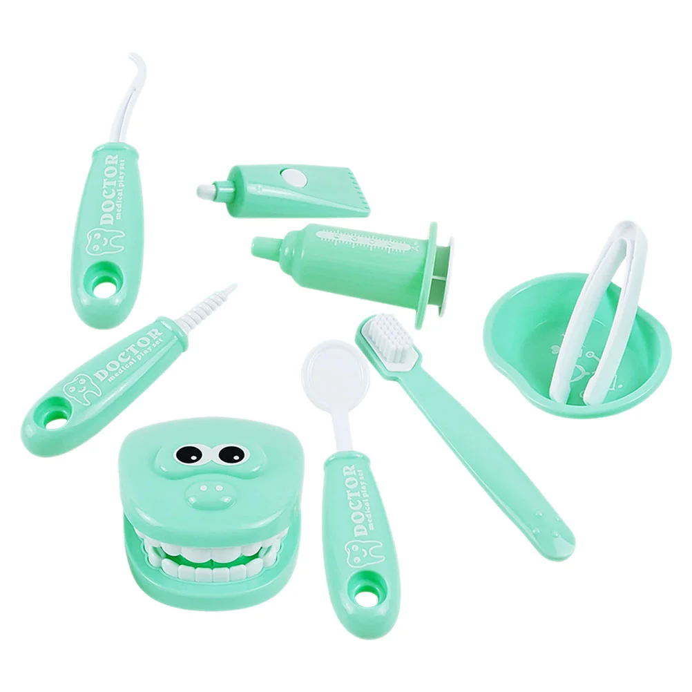 Gioco di dentista per bambini Giocattoli orali per bambini Kit di strumenti dentali I più piccoli giocano ai dentisti Accessori per bambini verdi Infermiera