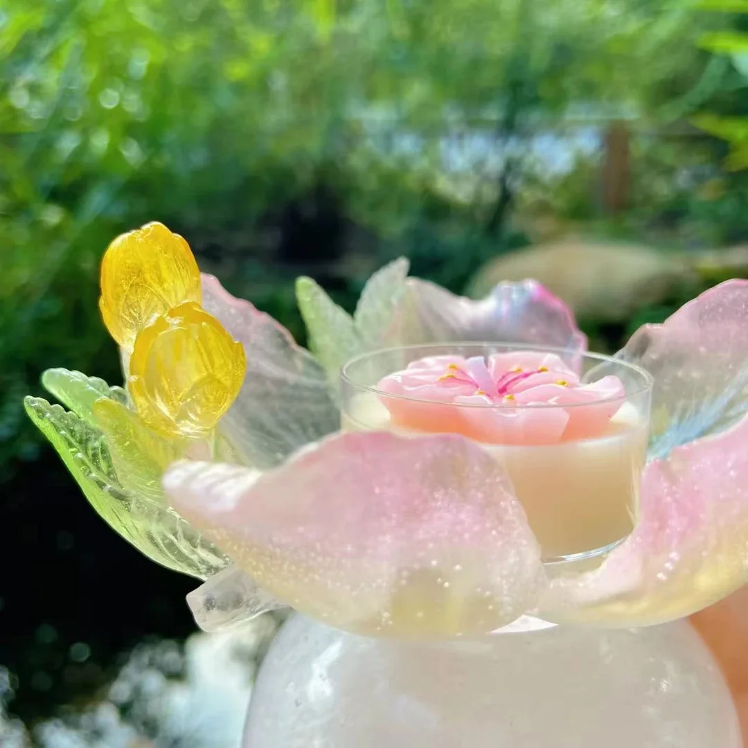 Ancient glazed twelve flower god high foot candlestick gradually change glazed tabletop ornaments merchandise gifts