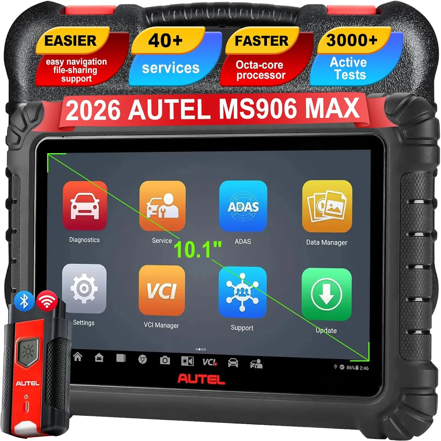 

Autel MaxiSys MS906 MAX 10.1"OE Bidirectional Diagnostic Scan Tool, CAN FD DoIP, 3000+ Active Tests, 40+ Reset, Up of MS906 PRO