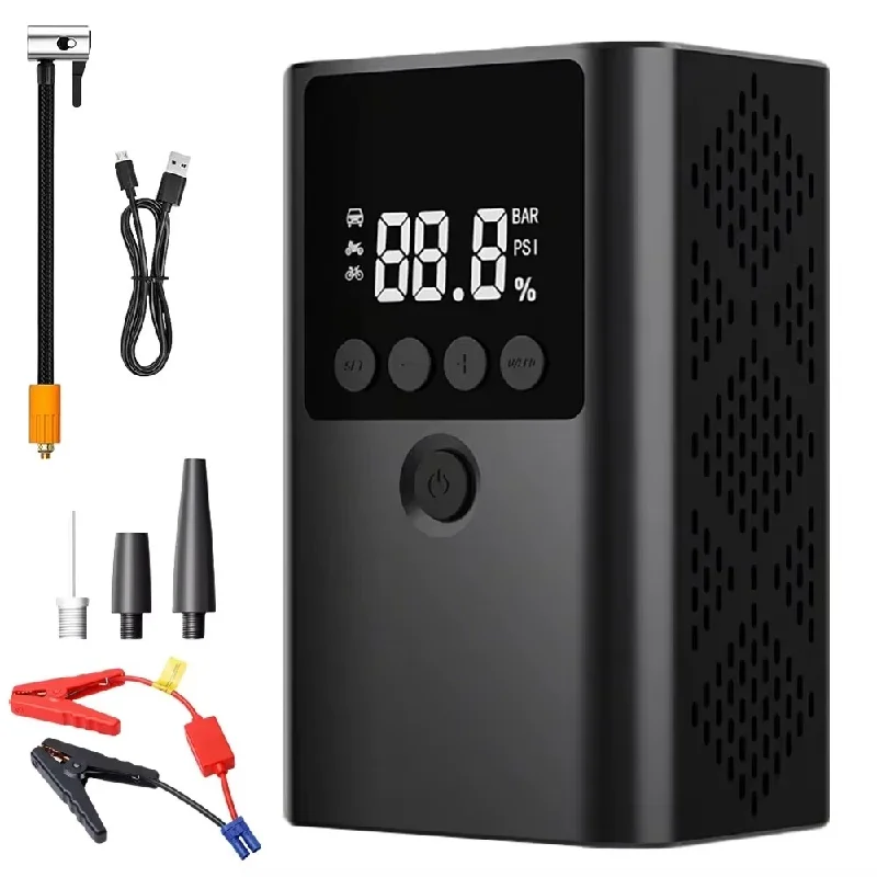 Portable Car Jump Starter with Air Compressor Peak 1500A Auto Battery Booster 150PSI Air Pump Power Bank Tire Inflator