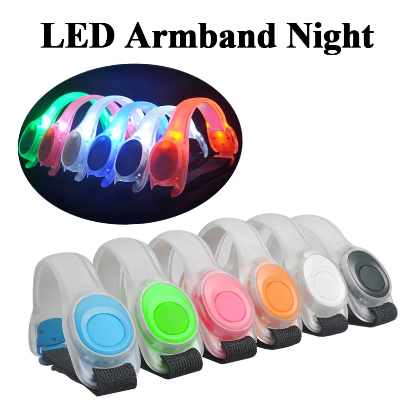 Cycling LED Light Up Armband Night Running Safety Walking Roller Skates Light Leg Warning Wristband Adjustable Wearable Arm Belt