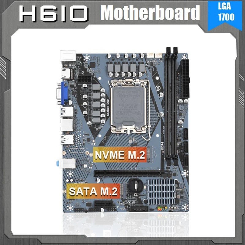 

H610M Computer Motherboard H610M R200 LGA1700 2XDDR4 Slots Up To 64G M.2 Nvme PCI-E5.0 X16 For 12/13 Generation CPU