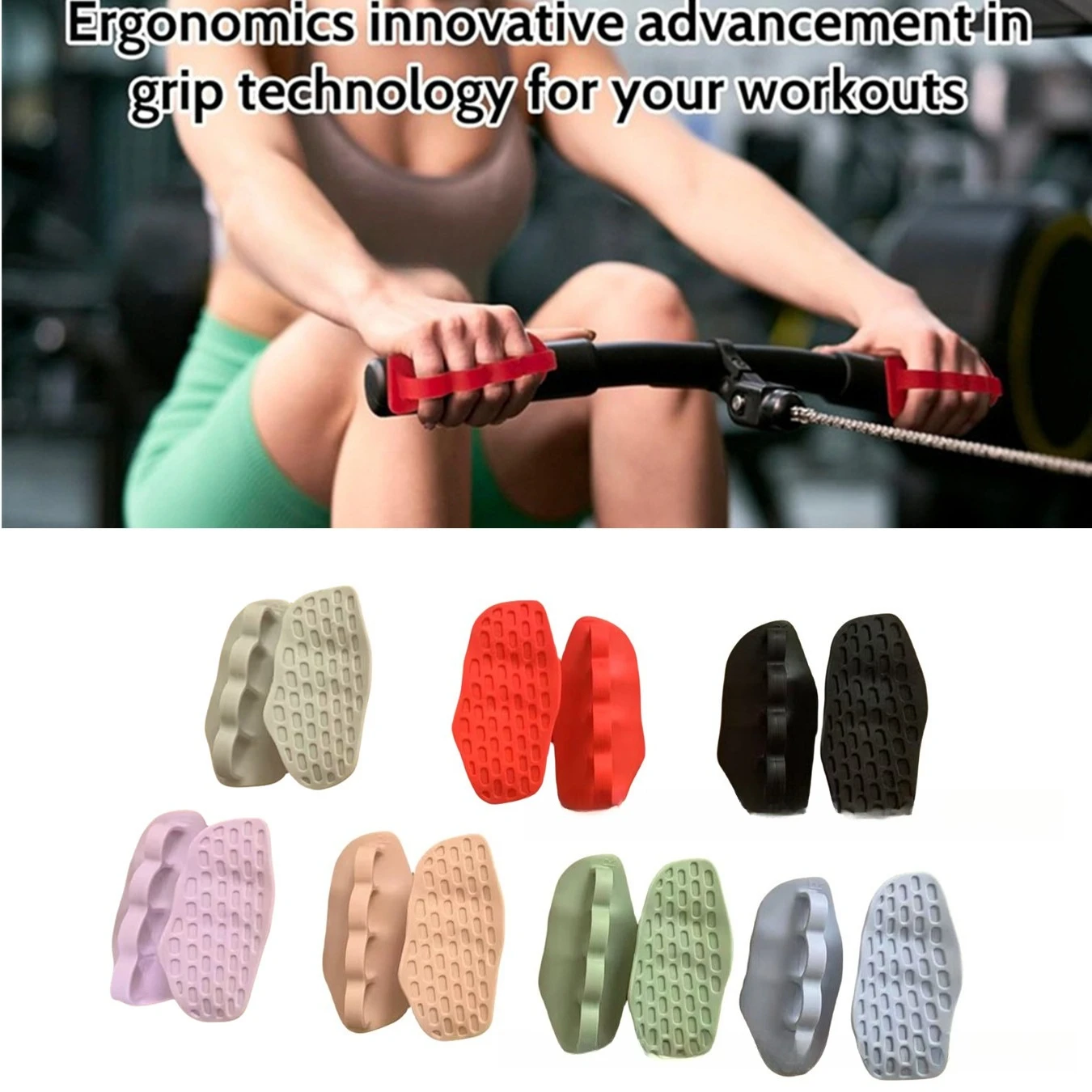 

4-Hole Silicone Grip Strengthener for Weightlifting, Non-Slip Hand Grip for Gym & Home Training