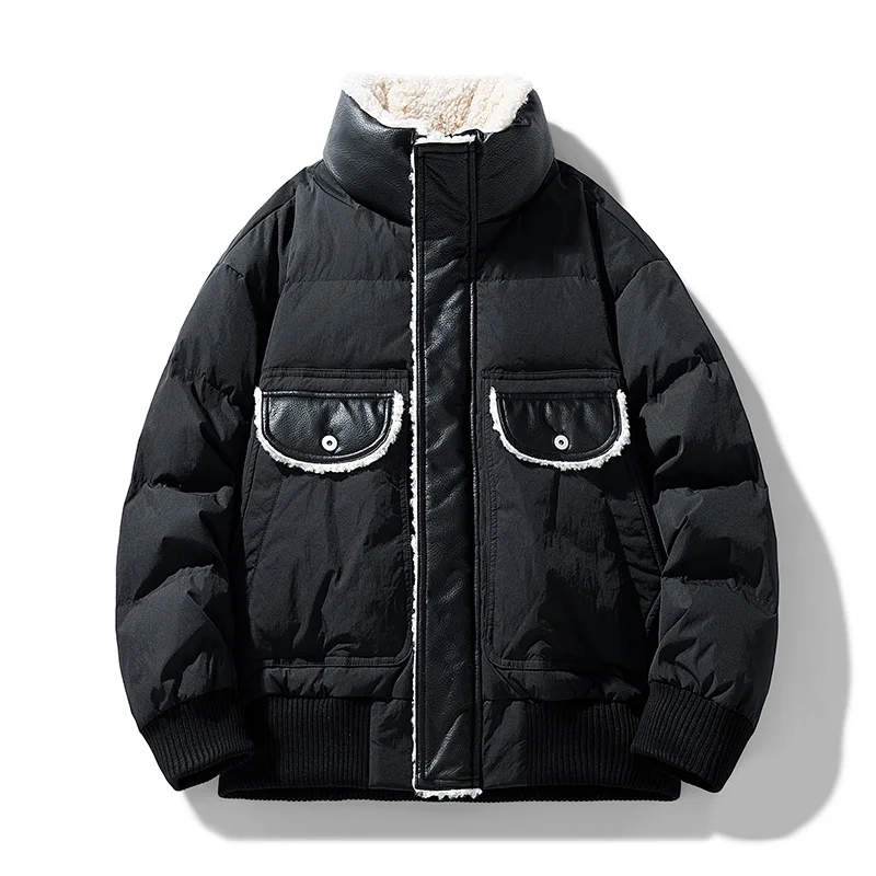 【New】Winter 90% Down Jacket - US High - street Fleece - Spliced Workwear Style