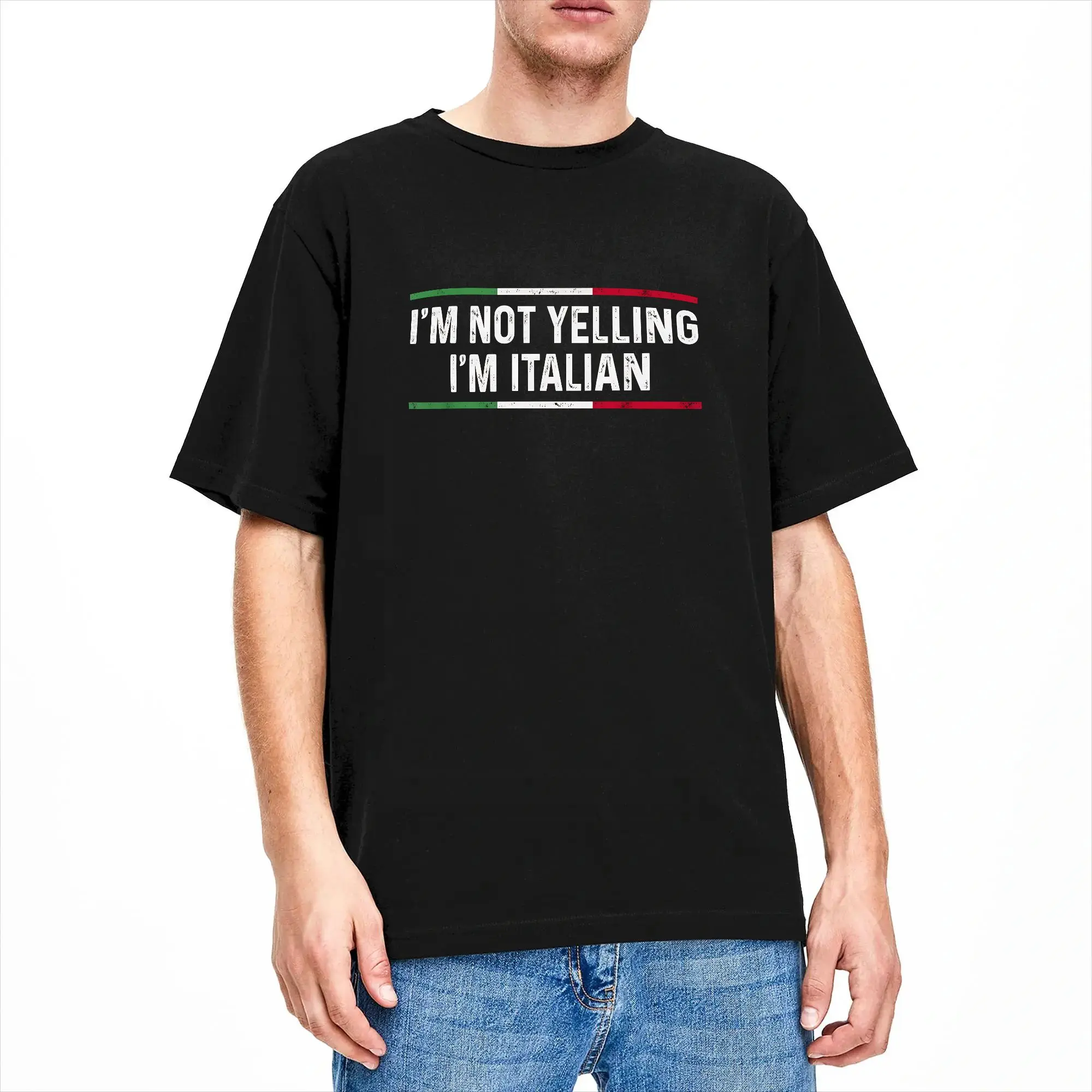 I'm Not Yelling I'm Italian Cotton T Shirt For Man Summer  Y2K Fun T-Shirts Comfortable Trending Tees Big Size Design Clothes